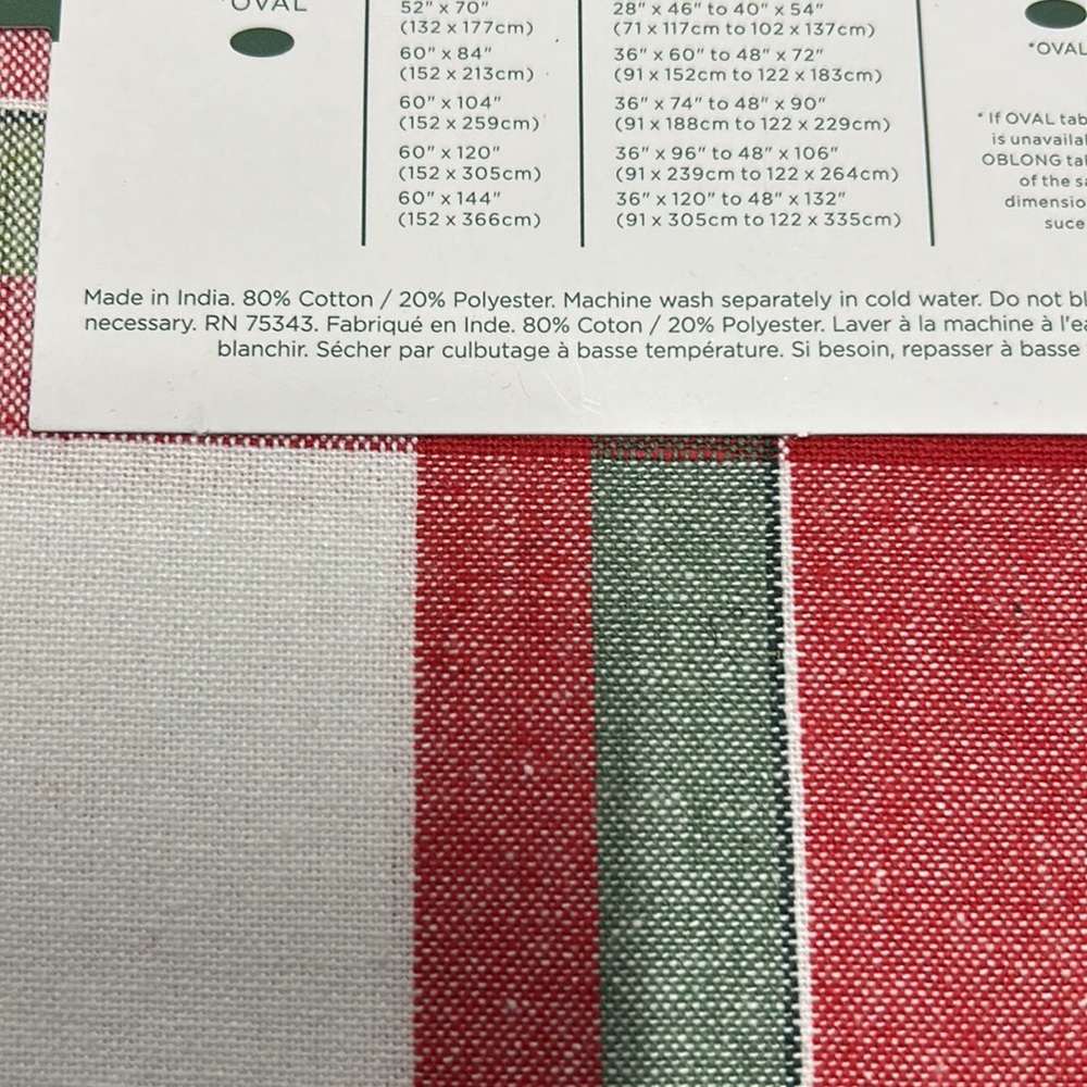 Farmhouse Rachel Ashwell Christmas Red Green Tablecloth Plaid 60”x84” Oblong - Picture 2 of 2